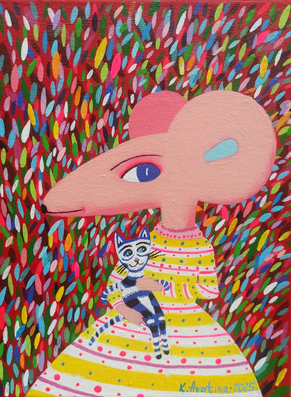 Alice & Her Blue Eyed Cat - Acrylic Painting