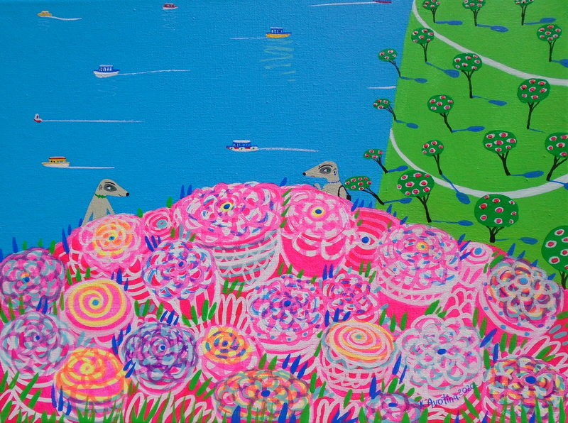 Enjoying The Roses - Acrylic Painting