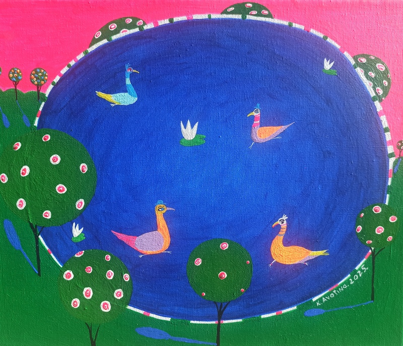 Water Lillies & Friends - Acrylic Painting