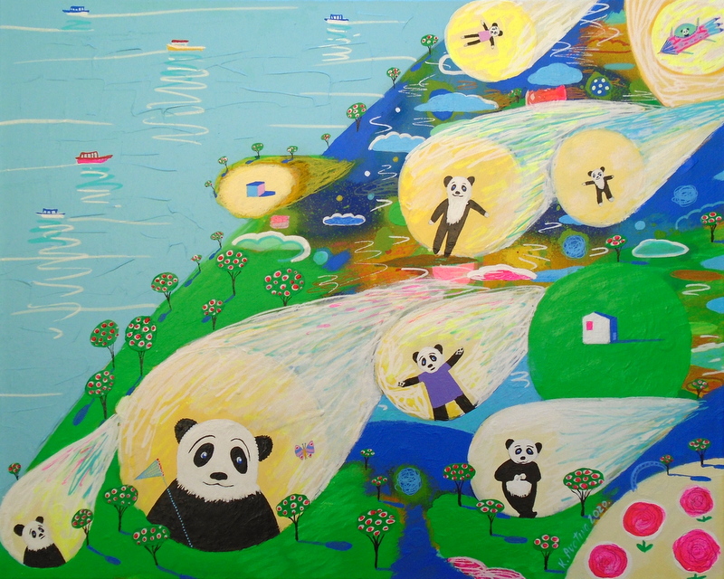 Cosmic Panda - Acrylic Painting